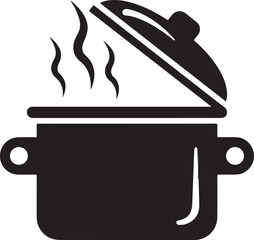 Steaming pot silhouette with open lid