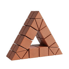 Abstract geometric penrose triangle illusion with brown blocks