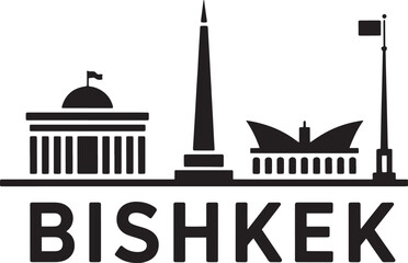 Bishkek skyline silhouette vector illustration kyrgyzstan minimal cityscape landmark background