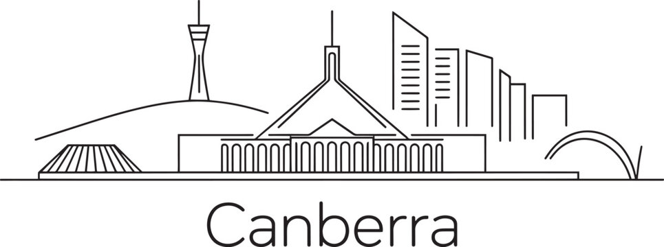 Canberra skyline minimal contour line vector illustration australian capital territory architecture