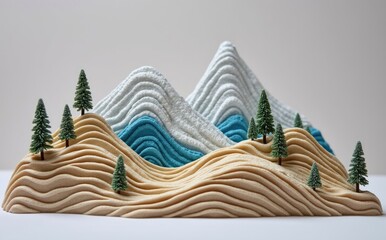 Miniature textured mountain landscape with trees image