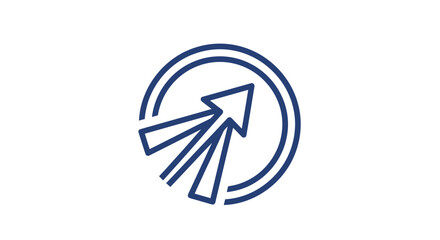 Blue arrow pointing upwards inside a circle, symbolizing growth and progress.