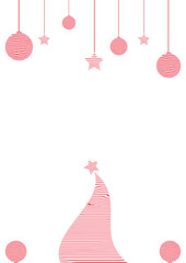 Template with space for text. Christmas or New Year's template with an abstract tree and ornaments made of lines.
