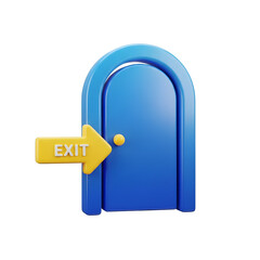 3D Exit Doorway Icon Logout Sign Concept with transparent background