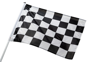 black and white checkered flags for a race finish isolated on a transparent background.