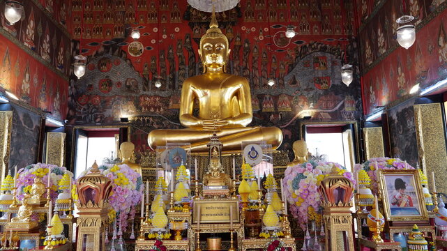 Close-up of buddha statue head in a temple in Bangkok, Thailand	