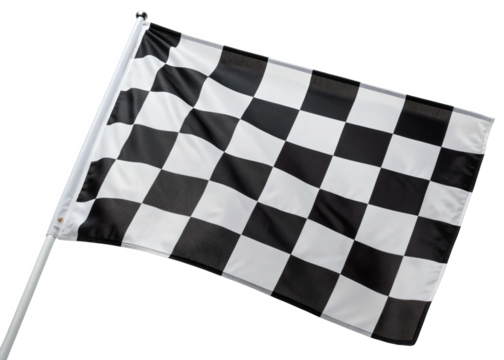 black and white checkered flags for a race finish isolated on a transparent background.