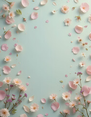 Soft Pastel Botanical Bloom Skincare Mockup with Floating Flower Petals