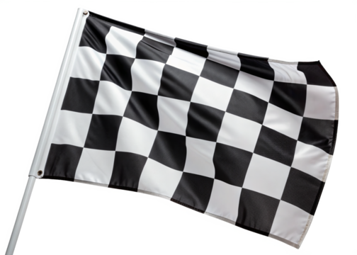black and white checkered flags for a race finish isolated on a transparent background.