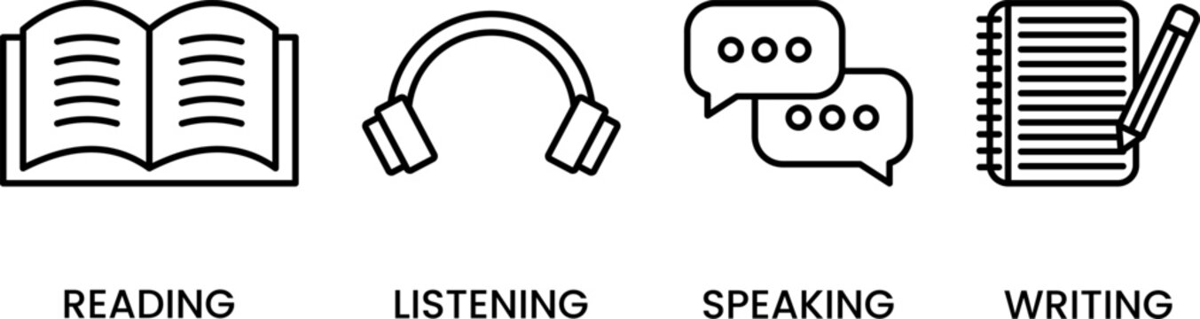 READING LISTENING SPEAKING WRITING ICONS