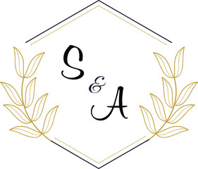 Minimalist Floral Frame Hexagon Logo for Invitations and Branding © Samdesign09