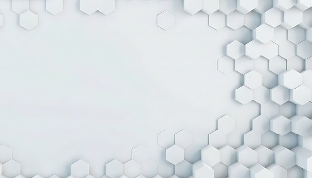 Abstract light blue and white hexagonal pattern background with copy space