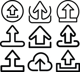 Collection of upload arrows and icons
