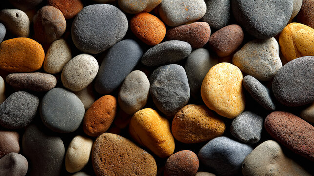 Assortment of Smooth, Colorful River Stones rocks pebbles - Powered by Adobe