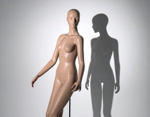Fototapeta premium Realistic mannequin in a fashion display with soft lighting and shadow