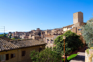 Panoramic view of San Gimignano and Tuscan countryside