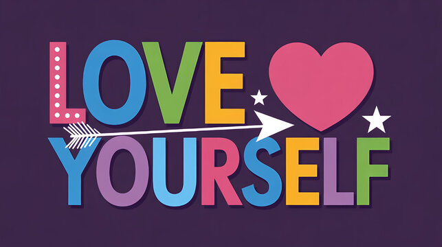 Love yourself quote design concept for self care and positive affirmation - Powered by Adobe