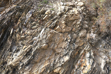 Minerals and slate on Mountain walls of The Coast of Villaricos
