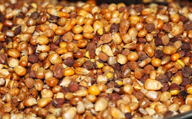 Close-Up of Roasted Mixed Grains and Pulses for Healthy Natural Food Background