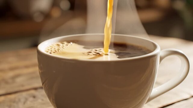Coffee Pouring into a Mug - A Steaming Morning Ritual.