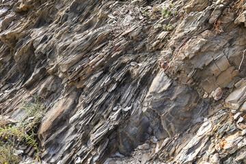 Minerals and slate on Mountain walls of The Coast of Villaricos