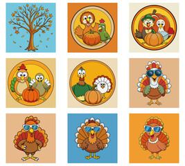 Obraz premium set of halloween pumpkins