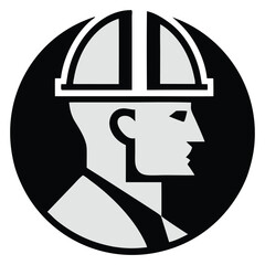 Engineer Profile in Hard Hat Logo Design