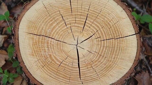 Growth rings in a tree trunk.