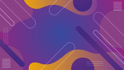 Abstract purple and orange gradient background featuring modern fluid and geometric shapes.Vector Illustration