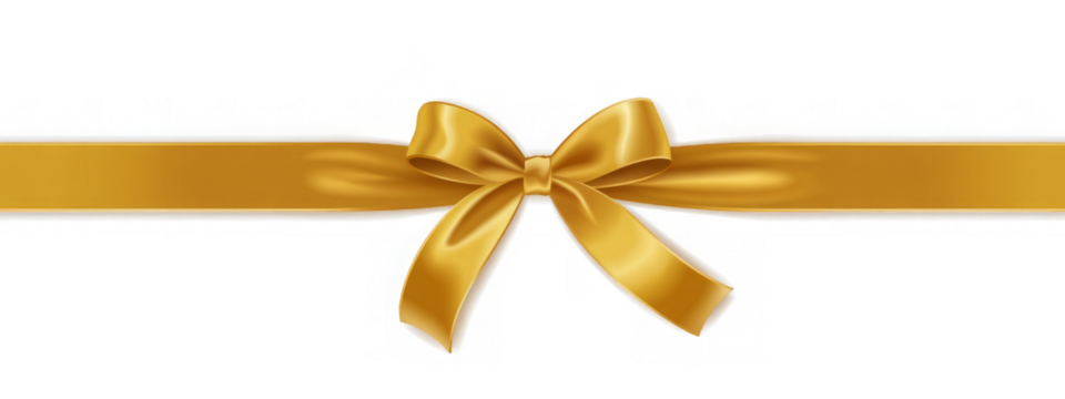 Vector decorative shiny gift gold ribbon with tied bow design element isolated on white background
