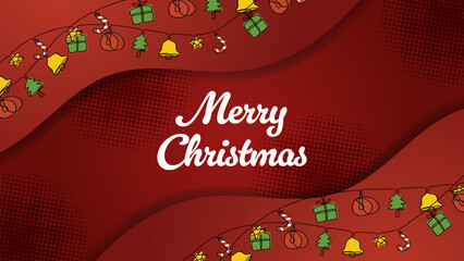 Merry christmas holiday greeting card with festive decorations