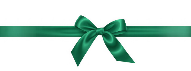 Vector decorative shiny gift dark green ribbon with tied bow design element isolated on white background