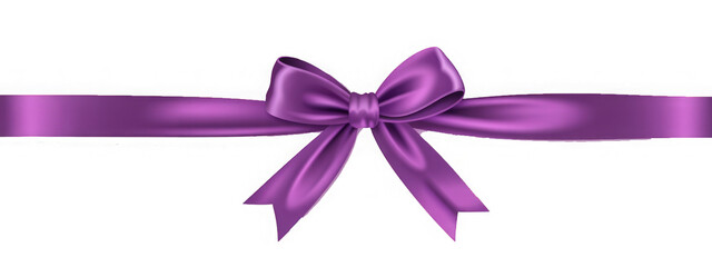 Vector decorative shiny gift purple ribbon with tied bow design element isolated on white background