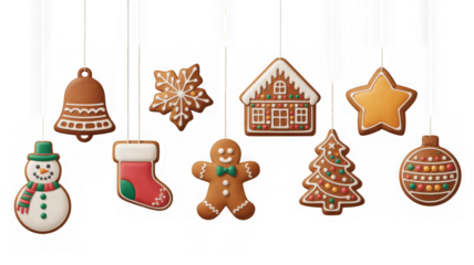 seamless christmas border with gingerbread cookies
