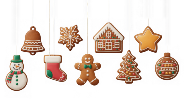 seamless christmas border with gingerbread cookies
