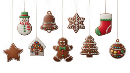 seamless christmas border with gingerbread cookies
