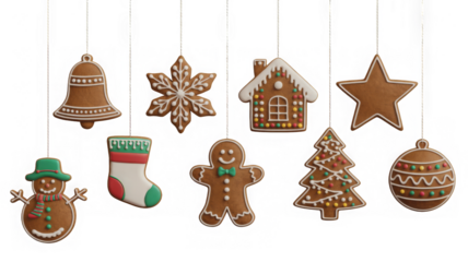 seamless christmas border with gingerbread cookies
