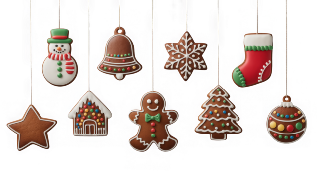 seamless christmas border with gingerbread cookies
