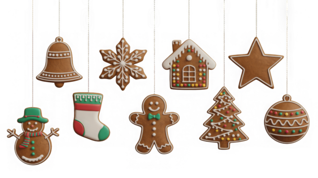 seamless christmas border with gingerbread cookies
