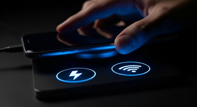 Smartphone Holographic Interface With 5G Connectivity And Wireless Tech Icons On Desk

