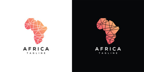 Africa map technology logo design template. digital technology african geometric design logo icon	
