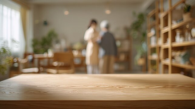 caregiver assisting senior woman at home - Powered by Adobe