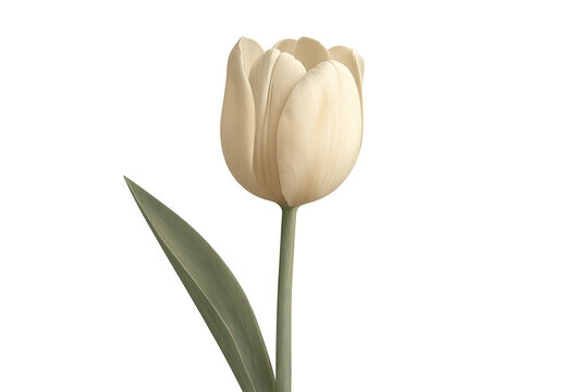 White tulip bloom, isolated on a transparent background