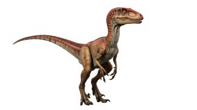 velociraptor dinosaur roaring on a blank background PNG
