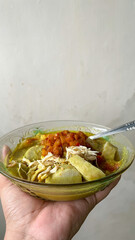 indonesian traditional food lontong opor with potato curry