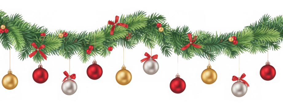 Christmas garland on white
