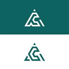 Letter Ac or Ca triangle monogram abstract line art logo