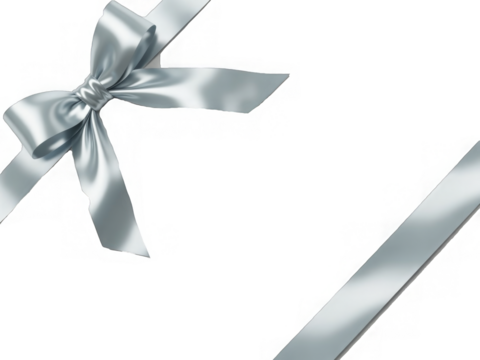 Ribbon Bow Realistic shiny satin with shadow place on corner of paper for decorate your wedding invitation card ,greeting card , certificate, vector EPS10 isolated on transparent background. - Powered by Adobe