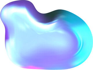 Iridescent liquid 3D blob with chrome texture. Futuristic Y2K light and reflective tone create a sleek 3D chrome blob.