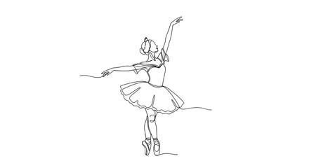 Obraz premium Line drawing of a ballet dancer performing an arabesque pose 